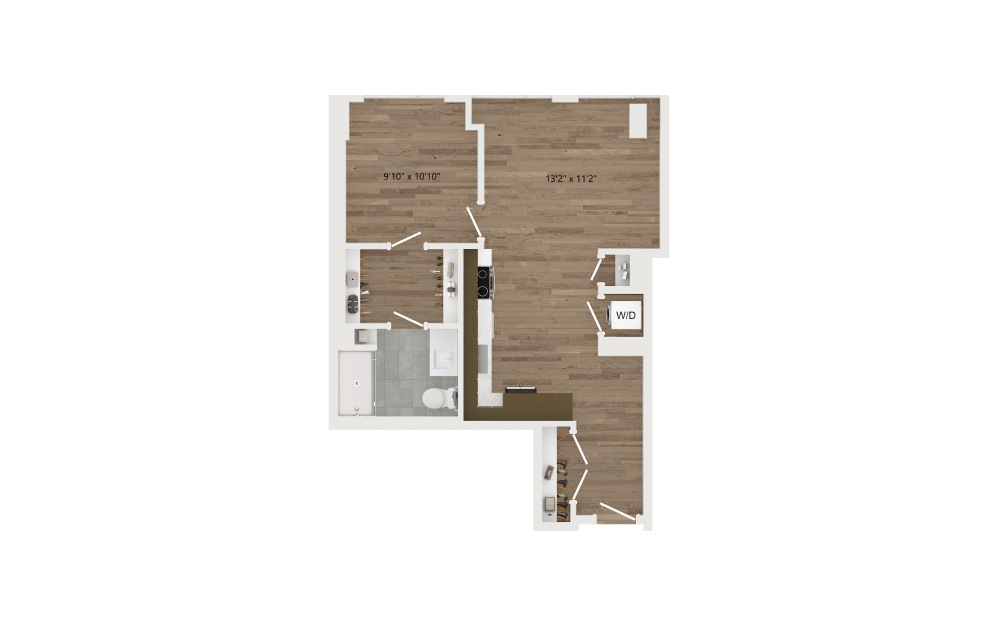 A07.1 - 1 bedroom floorplan layout with 1 bath and 648 square feet.