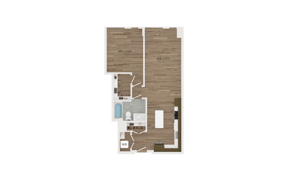 A12.2 - 1 bedroom floorplan layout with 1 bath and 747 square feet.