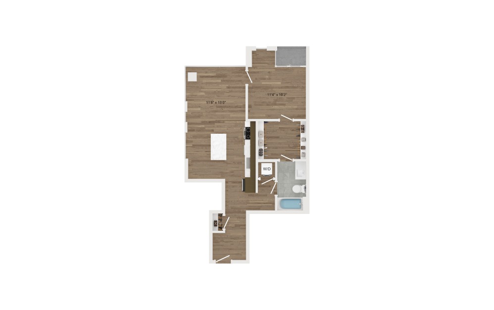 A13.1 - 1 bedroom floorplan layout with 1 bath and 716 square feet.