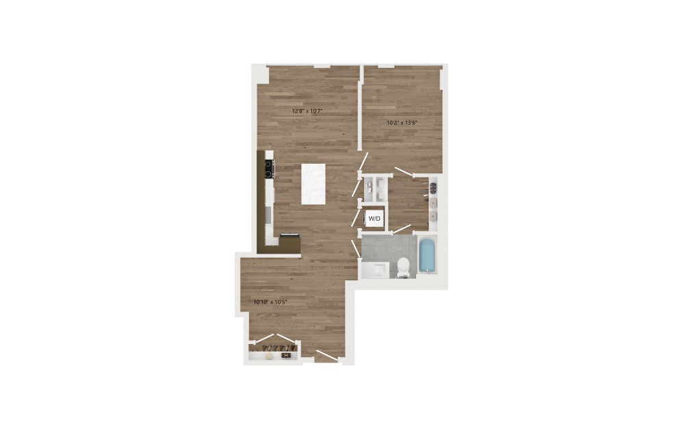 B01 Den - 1 bedroom floorplan layout with 1 bath and 816 square feet.