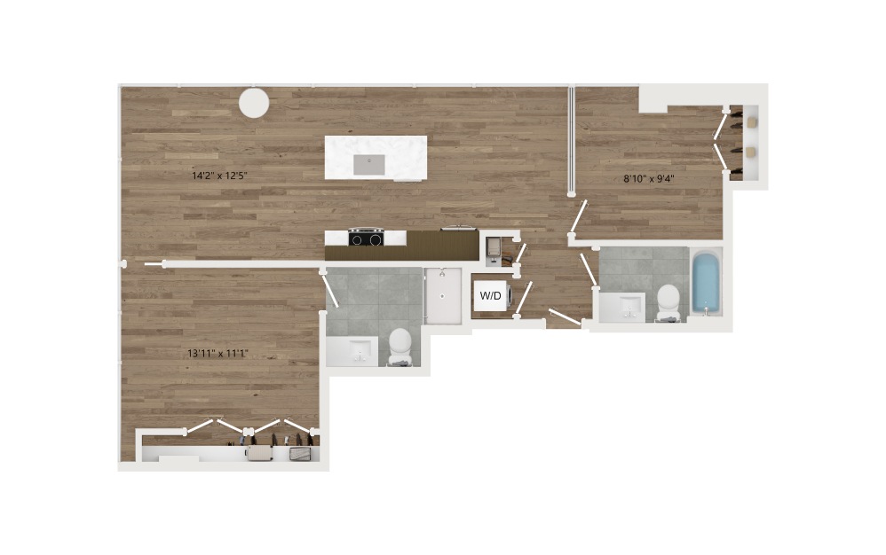 C03.2 - 2 bedroom floorplan layout with 2 baths and 924 square feet.