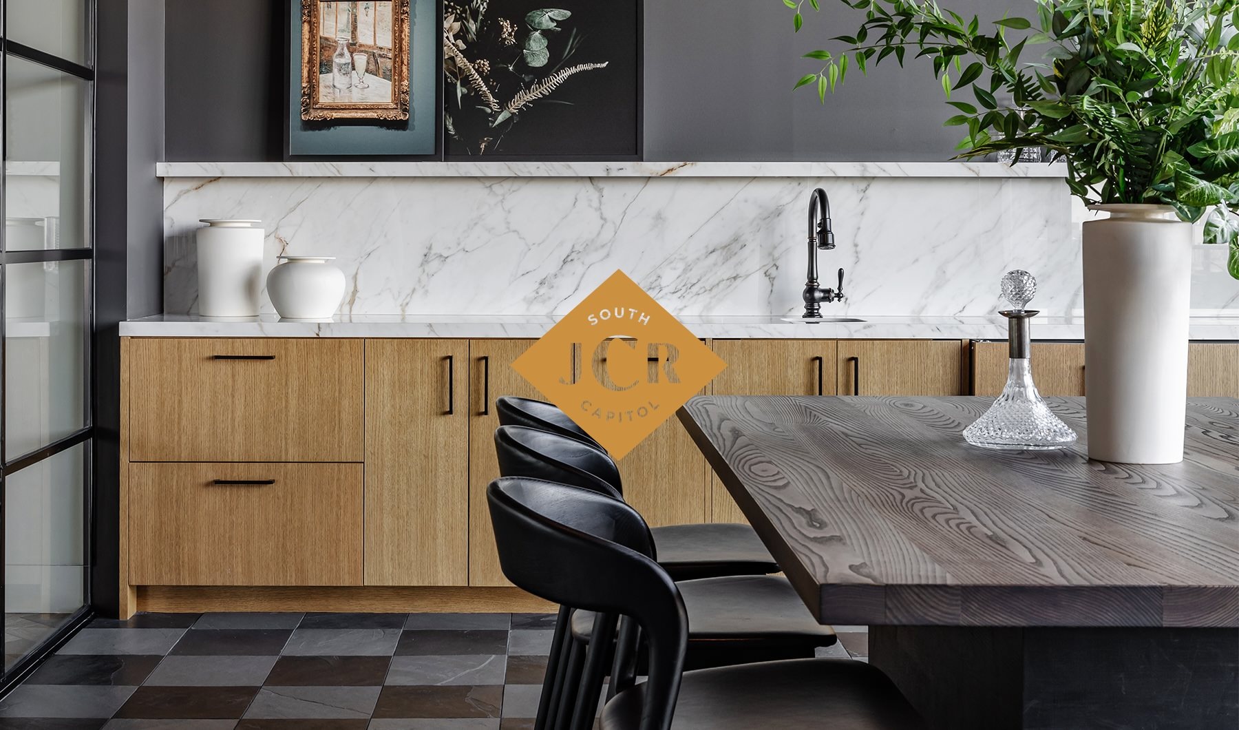 Dining Area at J.Coopers Row dining area with checkered floor and marble counters in amenity floor