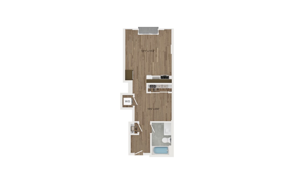 SB02 Den - Studio floorplan layout with 1 bathroom and 469 square feet