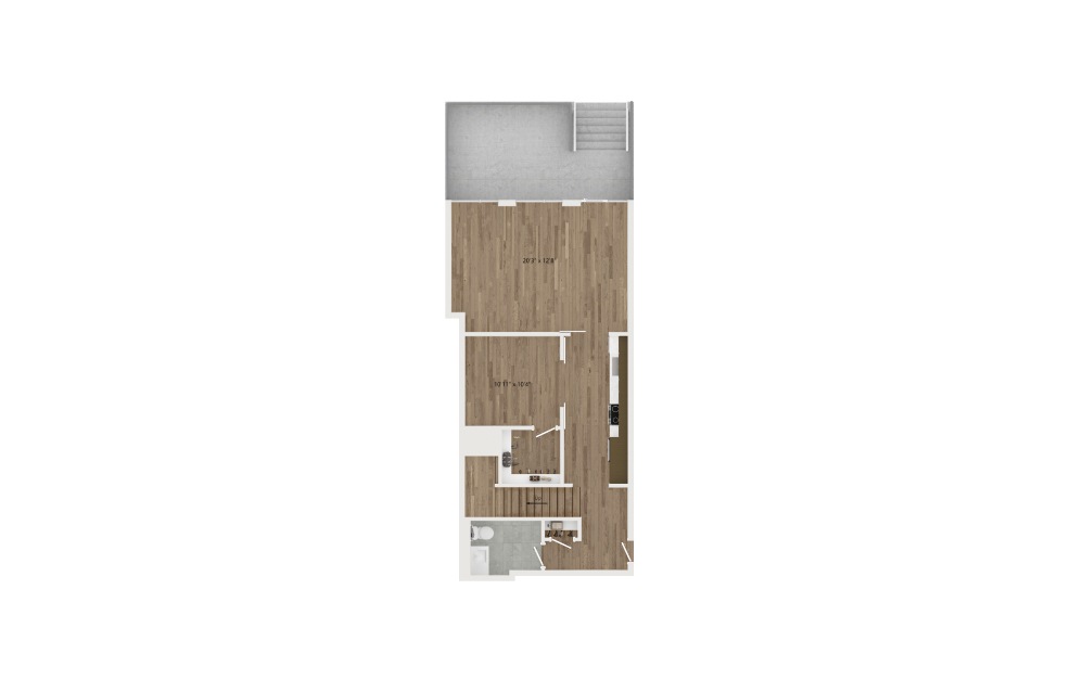 TH.DB3 Townhouse - 2 bedroom floorplan layout with 2.5 baths and 1584 square feet. (Floor 1)