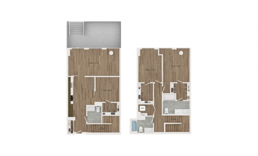 TH.DB4- 2 bedroom townhouse floorplan Best Apartments near Capitol Hill DC J.Cooper's Row luxury apartments
