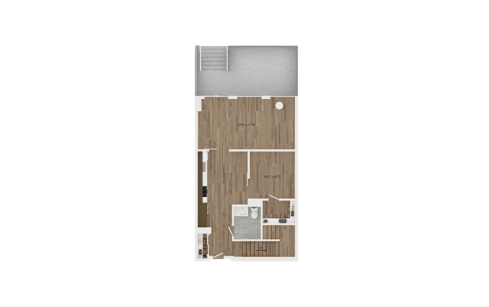 TH.DB4 Townhouse - 2 bedroom floorplan layout with 2.5 bathrooms and 1623 square feet (Floor 1)