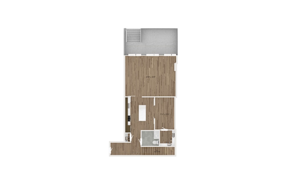 TH.DB5 Townhouse - 2 bedroom floorplan layout with 2.5 bathrooms and 1850 square feet (Floor 1)